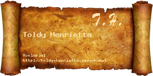 Toldy Henrietta névjegykártya